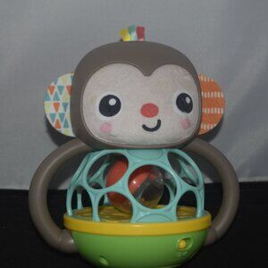 Bright Starts Grab & Giggle Monkey Light-Up Musical Rattle Toy with Easy-Grasp